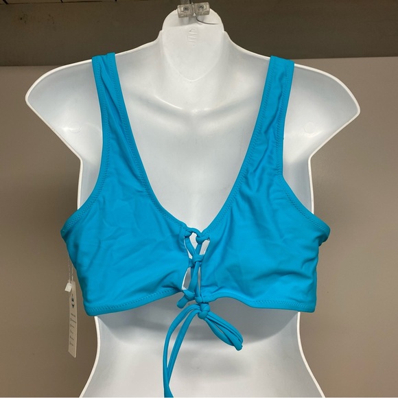 Beachsissi Women’s Twist Front Tie Back Swimsuit Solid Blue Color Size XL - Picture 3 of 12